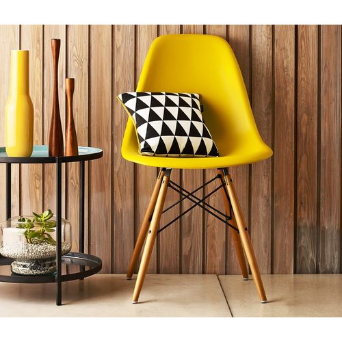 Cadeira Charles Eames Wood Base Madeira - Design - Pp-638 - Inovartte - Cor Amarela Cadeira Charles Eames Wood Base Madeira - Design - Pp-638 - Inovartte - Cor Amarela
